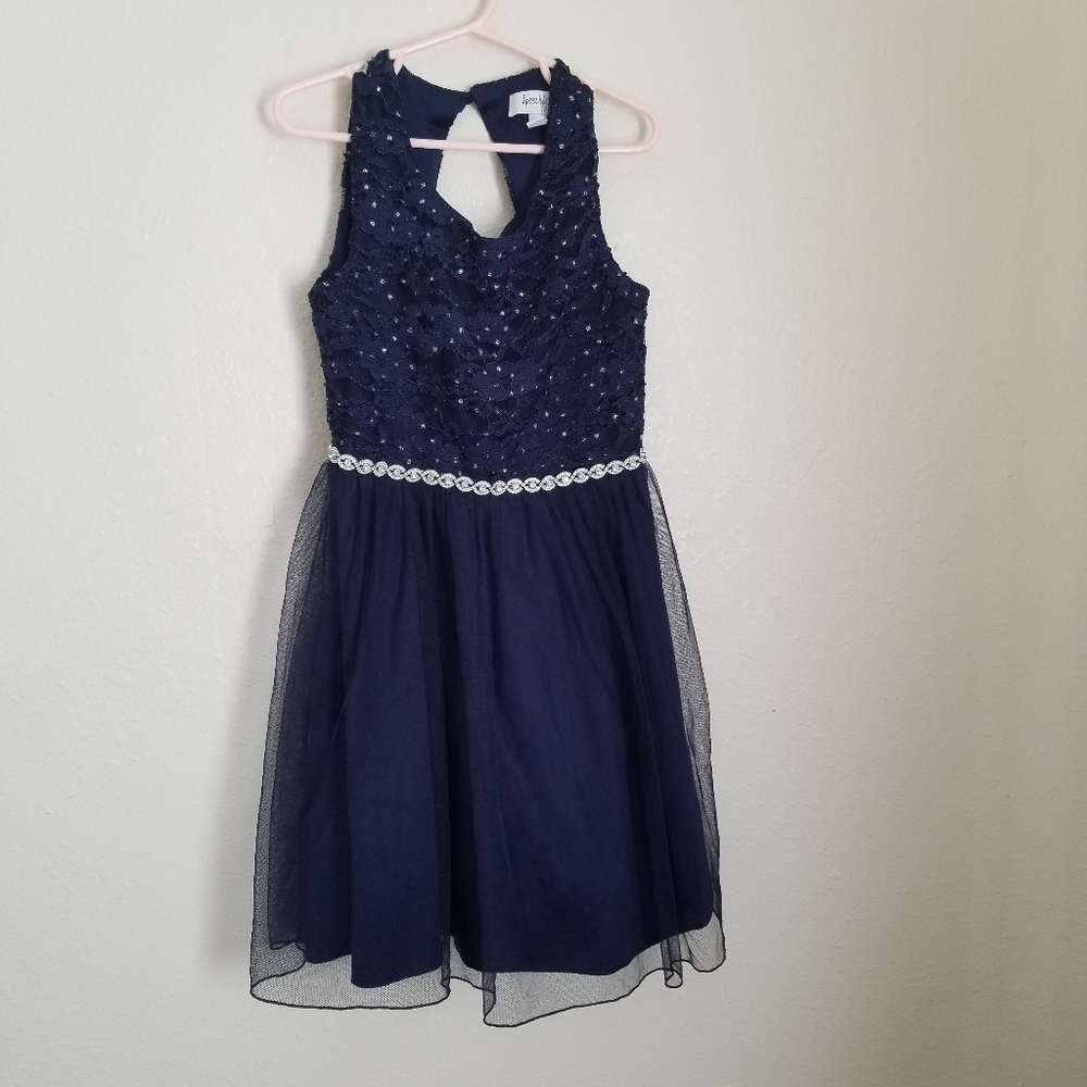 Spechkess Elegant Navy Blue Kids Dress Size 7